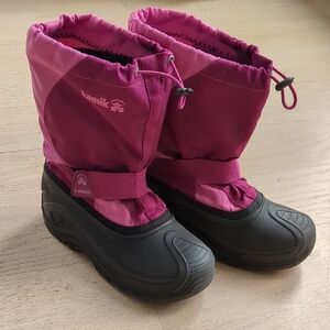 Kamik Pink and Black Kids Winter Boots Size 3